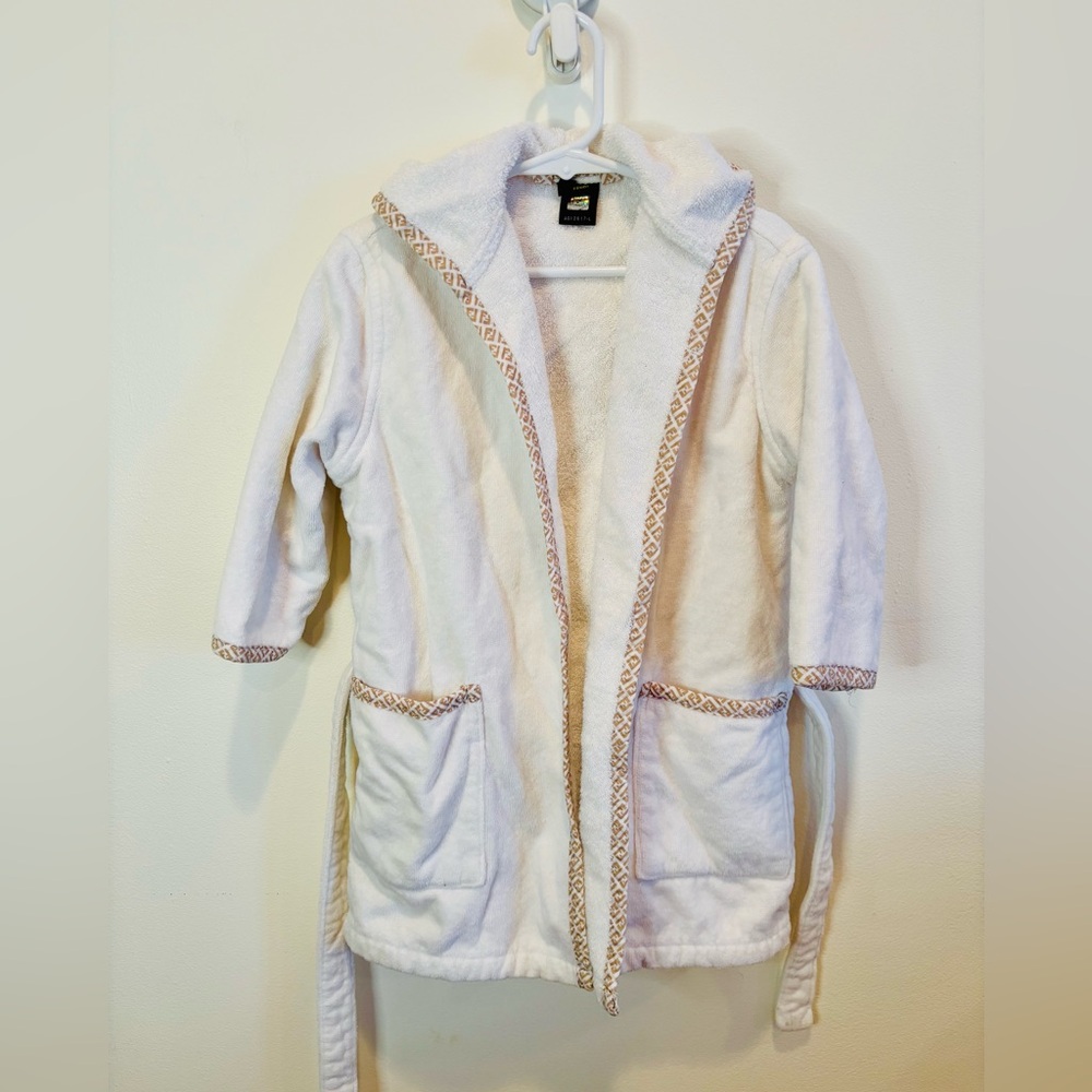 Fendi White Bathrobe with Tan Trim kids unisex 3 yrs old